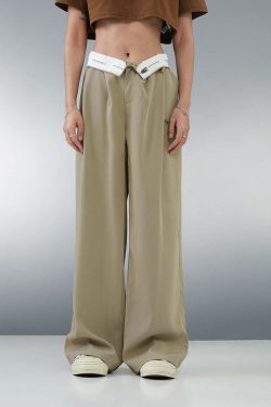 BJHG Y2K Pleated Trousers - 90s Grunge, Retro Summer Outfits, Y2K Club & Party Fashion