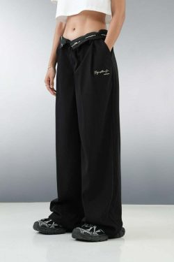 BJHG Y2K Pleated Trousers - 90s Grunge, Retro Summer Outfits, Y2K Club & Party Fashion