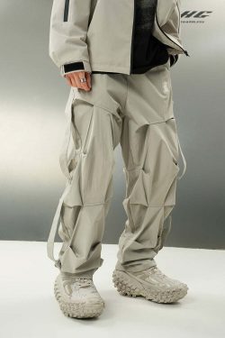 BJHG Y2K Ruched Cargo Pants - 90s Grunge, Retro Summer Outfits, Y2K Fashion Essentials