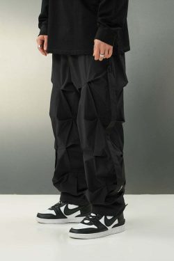 BJHG Y2K Ruched Cargo Pants - 90s Grunge Summer Outfit, Retro Hip Hop Fashion