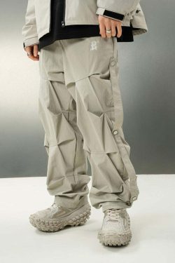 BJHG Y2K Ruched Cargo Pants - 90s Grunge Summer Outfit, Retro Hip Hop Fashion