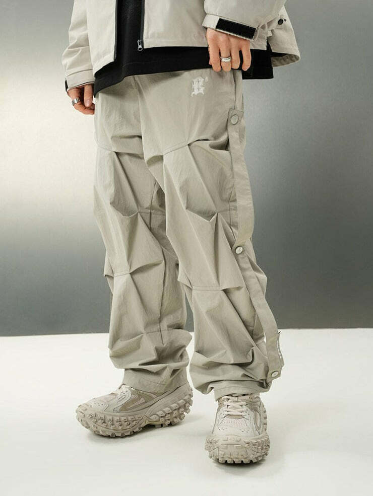 BJHG Y2K Ruched Cargo Pants - 90s Grunge Summer Outfit, Retro Hip Hop Fashion