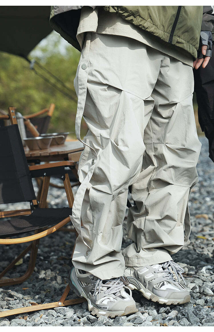 BJHG Y2K Ruched Cargo Pants - 90s Grunge Summer Outfit, Retro Hip Hop Fashion