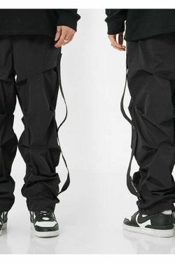 BJHG Y2K Ruched Cargo Pants - 90s Grunge Summer Outfit, Retro Hip Hop Fashion