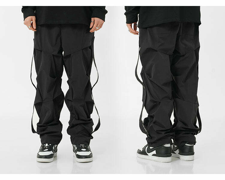 BJHG Y2K Ruched Cargo Pants - 90s Grunge Summer Outfit, Retro Hip Hop Fashion