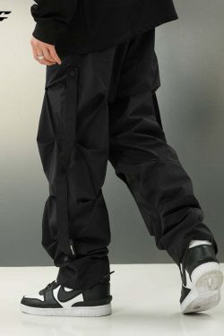 BJHG Y2K Ruched Cargo Pants - 90s Grunge Summer Outfit, Retro Hip Hop Fashion