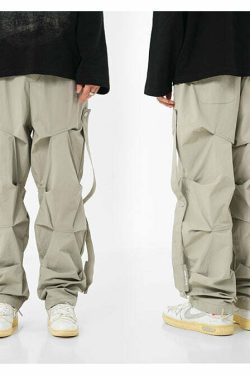 BJHG Y2K Ruched Cargo Pants - 90s Grunge Summer Outfit, Retro Hip Hop Fashion