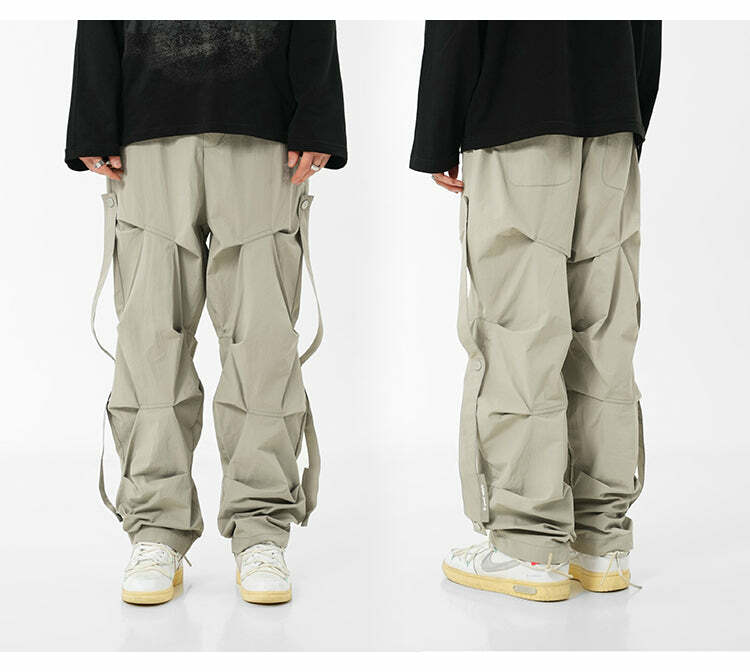 BJHG Y2K Ruched Cargo Pants - 90s Grunge Summer Outfit, Retro Hip Hop Fashion