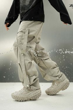 BJHG Y2K Ruched Cargo Pants - 90s Grunge Summer Outfit, Retro Hip Hop Fashion