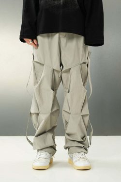 BJHG Y2K Ruched Cargo Pants - 90s Grunge Summer Outfit, Retro Hip Hop Fashion