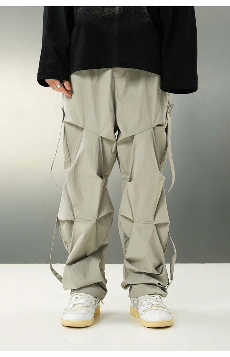 BJHG Y2K Ruched Cargo Pants - 90s Grunge Summer Outfit, Retro Hip Hop Fashion