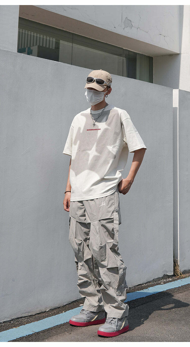 BJHG Y2K Ruched Cargo Pants - 90s Grunge Summer Outfit, Retro Hip Hop Fashion