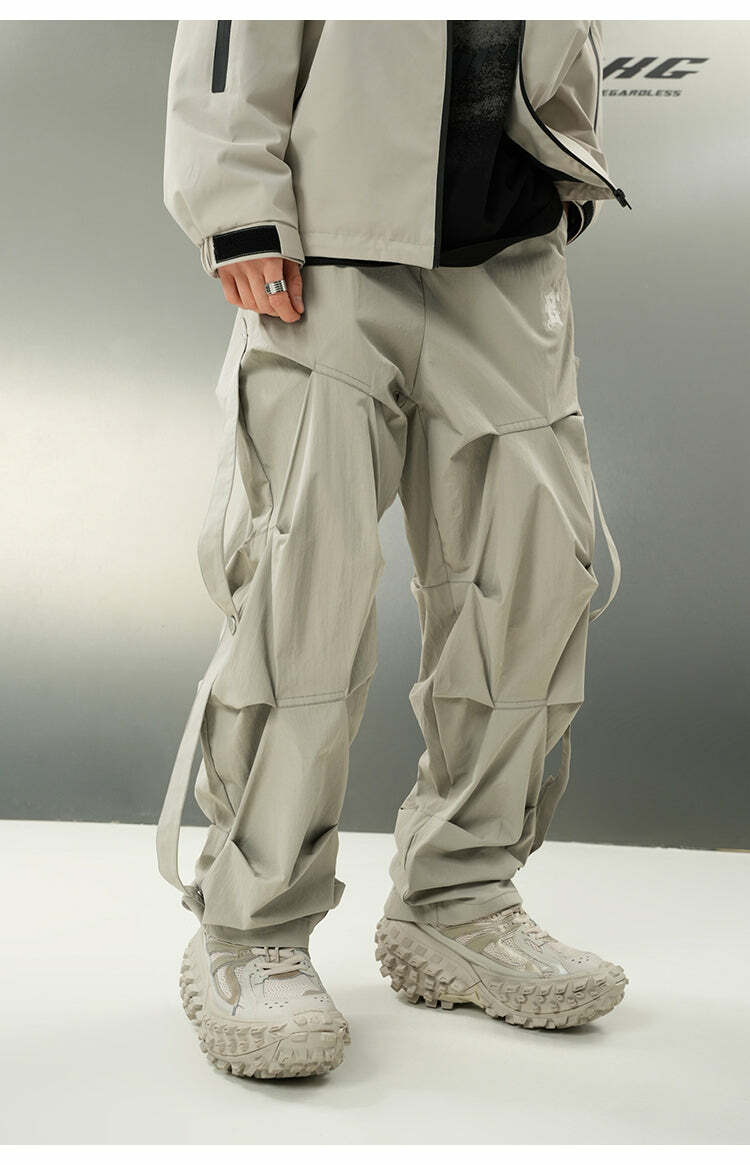 BJHG Y2K Ruched Cargo Pants - 90s Grunge Summer Outfit, Retro Hip Hop Fashion