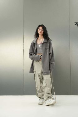 BJHG Y2K Ruched Cargo Pants - 90s Grunge Summer Outfit, Retro Hip Hop Fashion