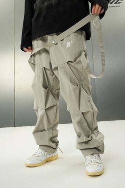 BJHG Y2K Ruched Cargo Pants - 90s Grunge Summer Outfit, Retro Hip Hop Fashion