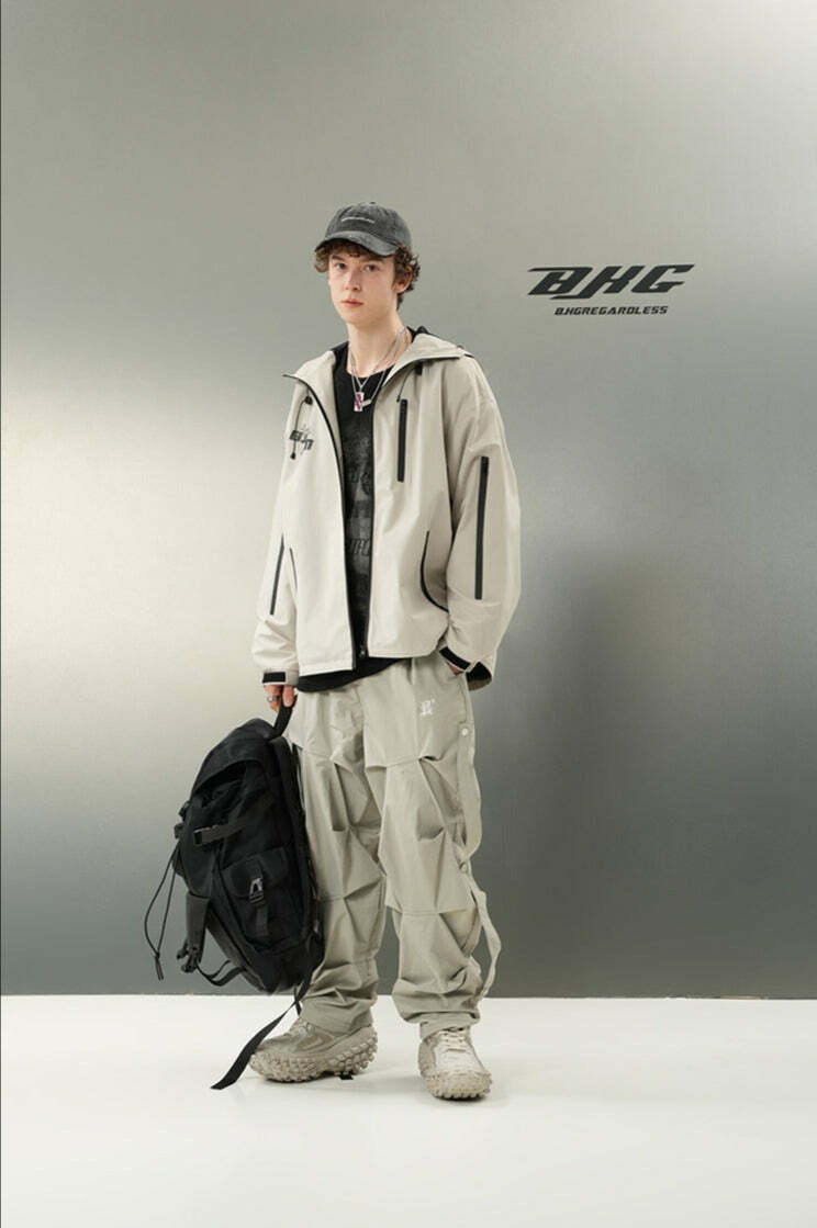 BJHG Y2K Ruched Cargo Pants - 90s Grunge Summer Outfit, Retro Hip Hop Fashion