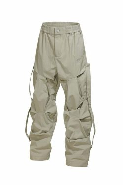 BJHG Y2K Ruched Cargo Pants - 90s Grunge Summer Outfit, Retro Hip Hop Fashion