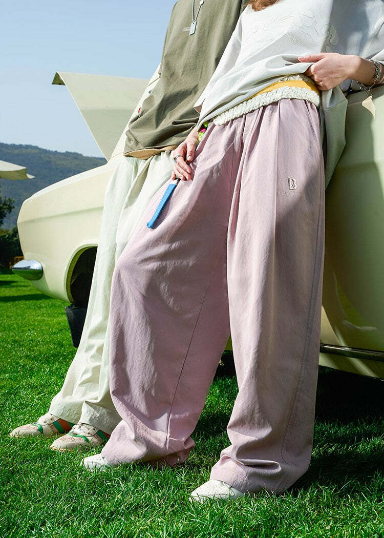 BJHG Y2K Summer Flowy Trousers - 90s Grunge, Retro, Pastel Goth, Y2K Club & Party