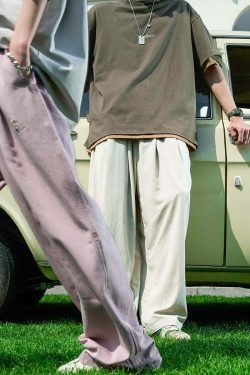 BJHG Y2K Summer Flowy Trousers - 90s Grunge, Retro, Pastel Goth, Y2K Club & Party
