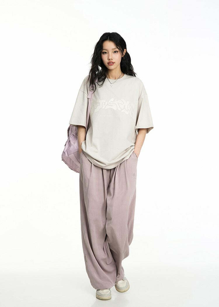 BJHG Y2K Summer Flowy Trousers - 90s Grunge, Retro, Pastel Goth, Y2K Club & Party