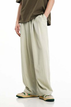 BJHG Y2K Summer Flowy Trousers - 90s Grunge, Retro, Pastel Goth, Y2K Club & Party