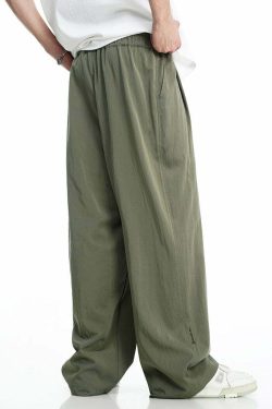 BJHG Y2K Summer Flowy Trousers - 90s Grunge, Retro, Pastel Goth, Y2K Club & Party