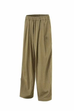 BJHG Y2K Summer Flowy Trousers - 90s Grunge, Retro, Pastel Goth, Y2K Club & Party