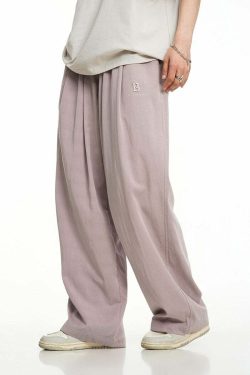 BJHG Y2K Summer Flowy Trousers - 90s Grunge, Retro, Pastel Goth, Y2K Club & Party