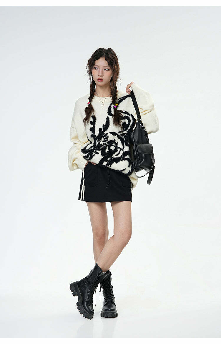 BJHG Year of the Dragon Sweater - Y2K Grunge, 90s Retro, Gothic Y2K, Summer & Party Outfits