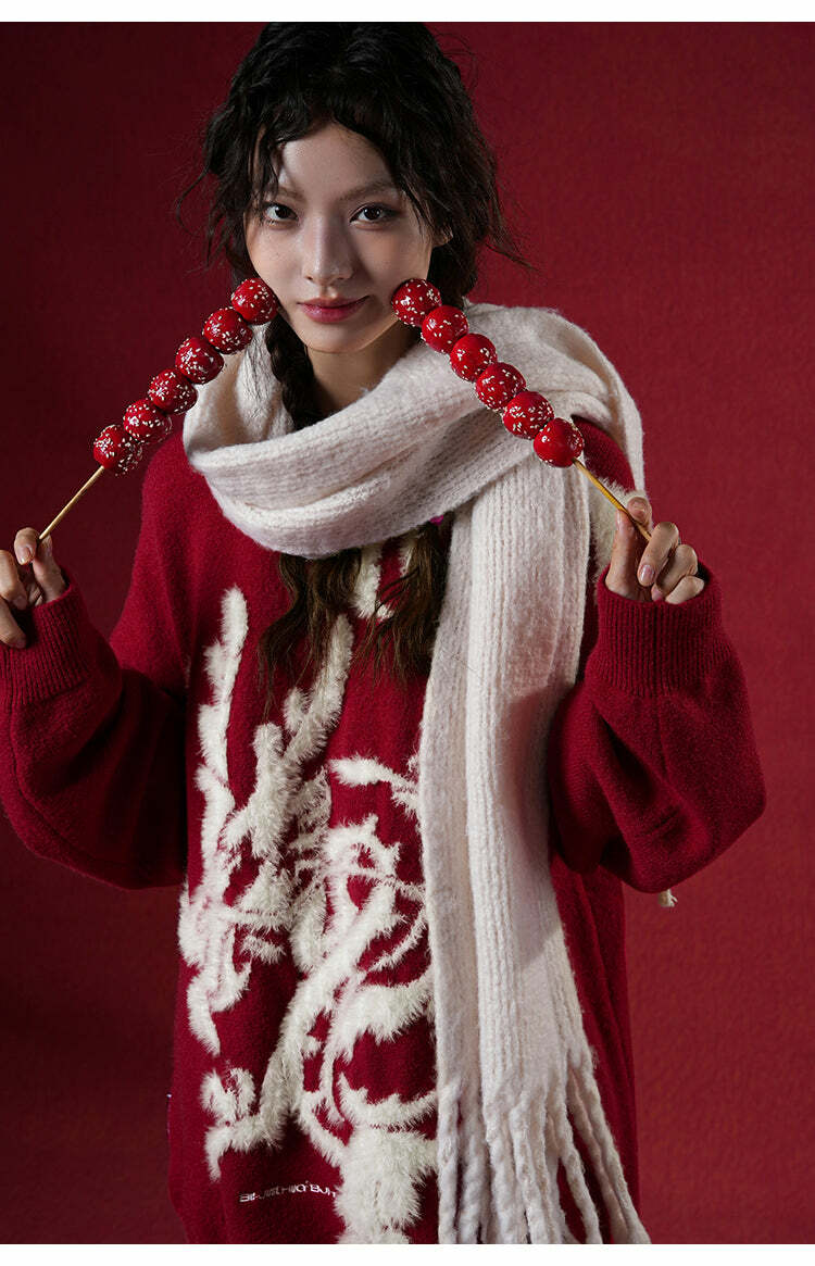 BJHG Year of the Dragon Sweater - Y2K Grunge, 90s Retro, Gothic Y2K, Summer & Party Outfits
