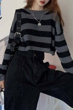 Black and Gray Gothic Grunge Sweater - Y2K Fashion, 90s Outfits, Retro Style, Pastel Goth