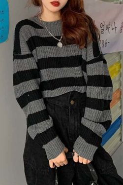 Black and Gray Gothic Grunge Sweater - Y2K Fashion, 90s Outfits, Retro Style, Pastel Goth