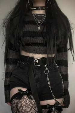 Black and Gray Gothic Grunge Sweater - Y2K Fashion, 90s Outfits, Retro Style, Pastel Goth