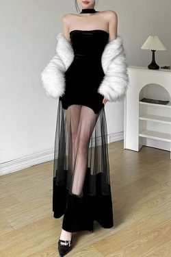 Black Elegant Gothic Velvet Maxi Dress - Y2K Grunge, 90s Fashion, Retro Style, Y2K Party Outfit