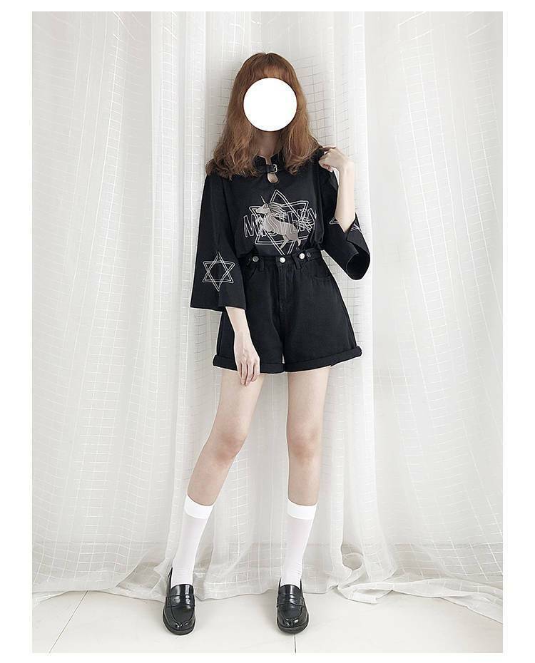 Black Unicorn Shirt - Y2K Summer Grunge, 90s Retro, Pastel Goth, Y2K Party & Club Outfits