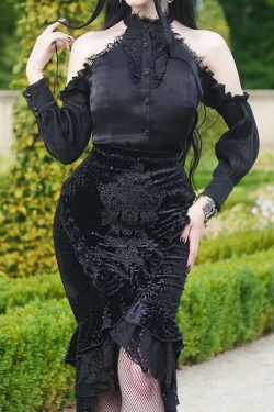 Black Velvet Gothic Skirt - Y2K Grunge, 90s Retro, Pastel Goth, Y2K Party & Summer Outfits