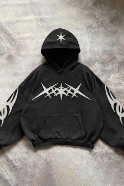 Black Y2K Hoodie - Retro 90s Grunge, Summer Outfits, Club & Party Fashion for Women
