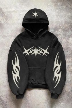 Black Y2K Hoodie - Retro 90s Grunge, Summer Outfits, Club & Party Fashion for Women