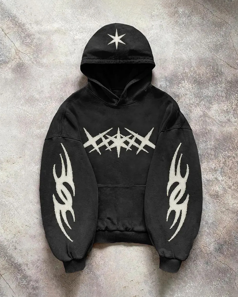 Black Y2K Hoodie - Retro 90s Grunge, Summer Outfits, Club & Party Fashion for Women