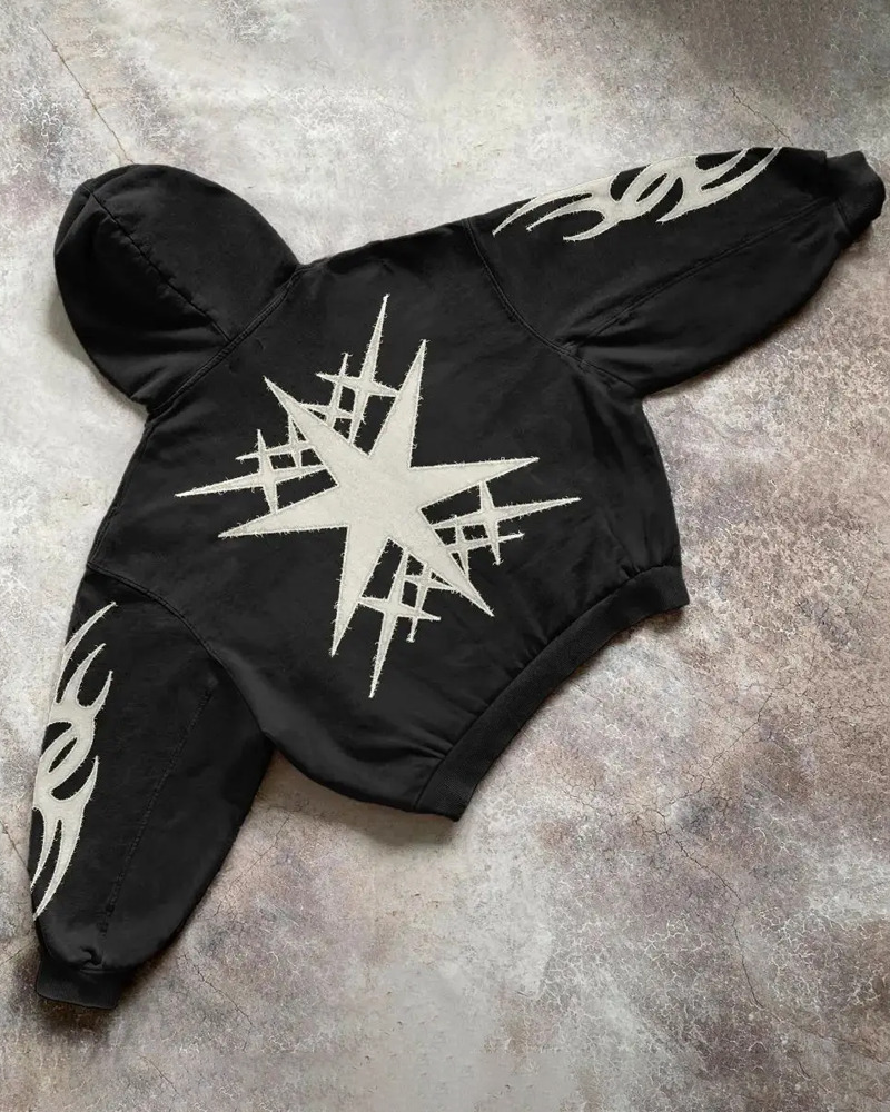 Black Y2K Hoodie - Retro 90s Grunge, Summer Outfits, Club & Party Fashion for Women