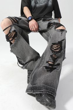 Black Y2K Jeans - Retro 90s Grunge, Summer Outfits, Y2K Fashion, Club & Party Ready