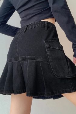 Black Y2K Skirt - Retro 90s Grunge, Summer Party, Club Outfits, Gothic Y2K Fashion