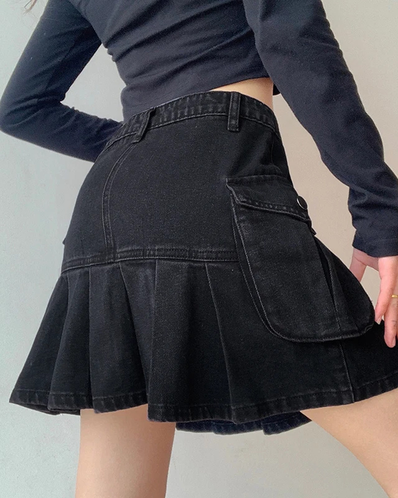 Black Y2K Skirt - Retro 90s Grunge, Summer Party, Club Outfits, Gothic Y2K Fashion