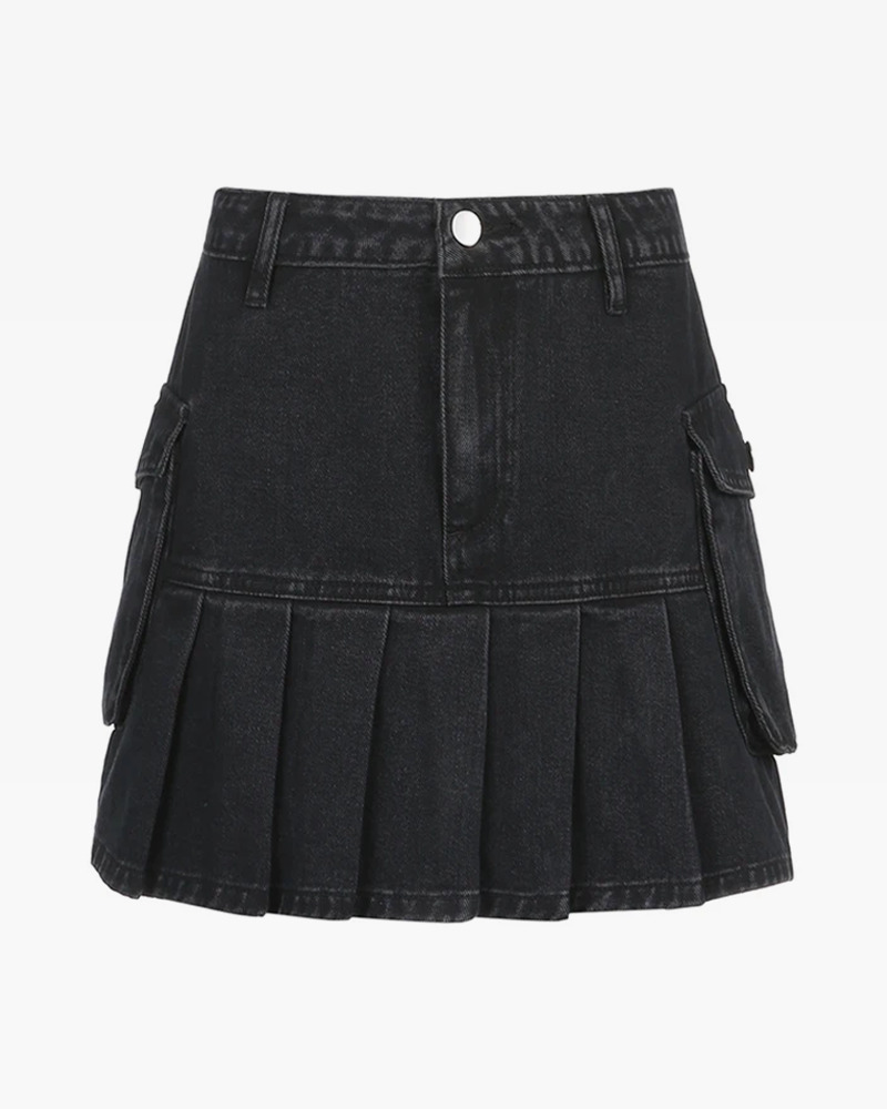Black Y2K Skirt - Retro 90s Grunge, Summer Party, Club Outfits, Gothic Y2K Fashion