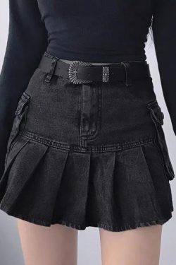 Black Y2K Skirt - Retro 90s Grunge, Summer Party, Club Outfits, Gothic Y2K Fashion