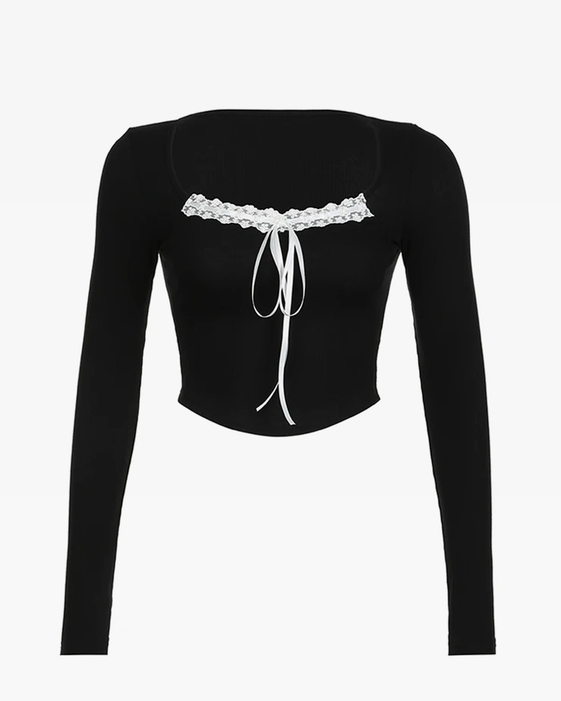 Black Y2K Top - Retro 90s Grunge, Summer Outfits, Party & Club Fashion, Baby Tees, Y2K Style