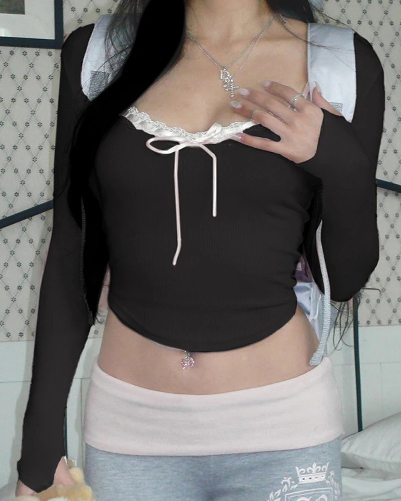 Black Y2K Top - Retro 90s Grunge, Summer Outfits, Party & Club Fashion, Baby Tees, Y2K Style