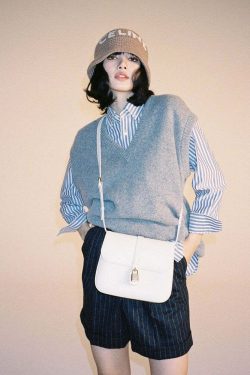 Blackpink Lisa-Inspired Blue Stripe Shirt - Y2K Summer, 90s Fashion, Grunge, Retro Style