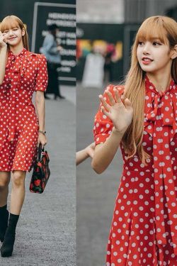 Blackpink Lisa-Inspired Red Polka Dot Dress - Y2K Summer, 90s Fashion, Grunge, Retro Style