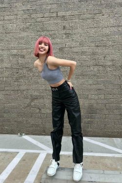 Blackpink Lisa Inspired Y2K Leather Pants - 90s Grunge, Retro, Gothic, Y2K Club & Party Outfits